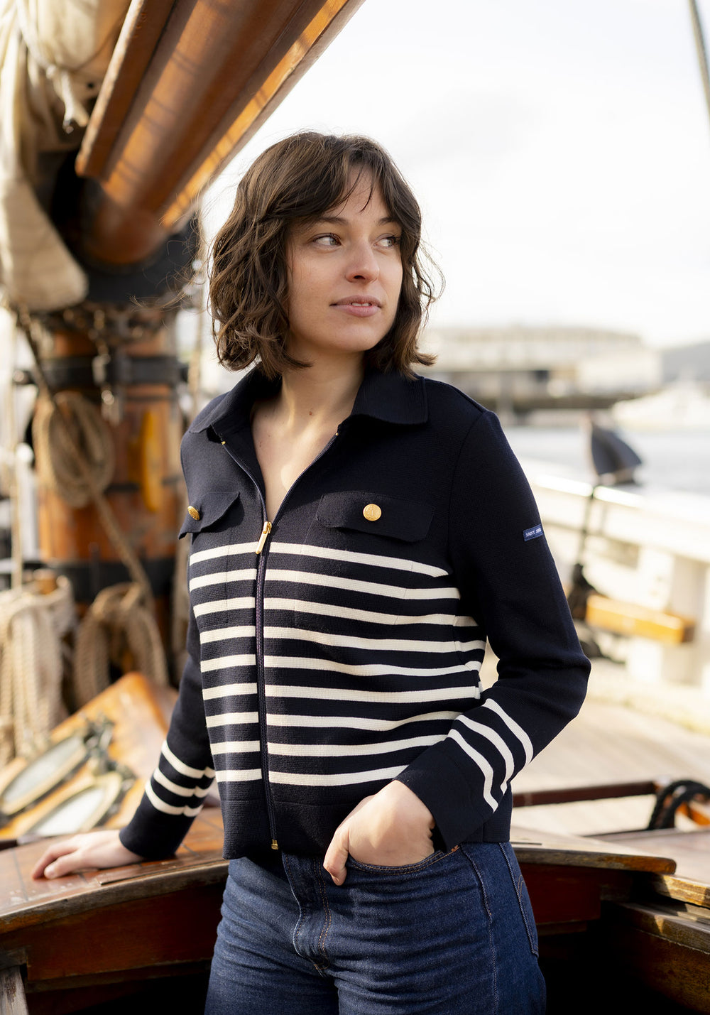 Veste Richelieu rayée x Marine nationale (NAVY/ECUME)