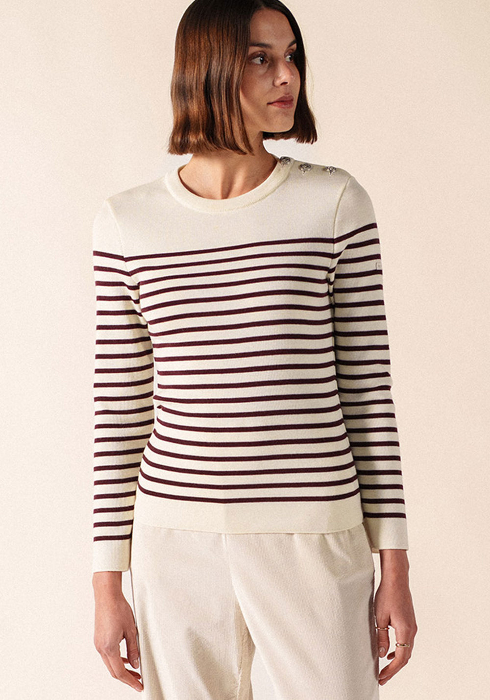 Pull marin Marée (BLANC/TWEED)