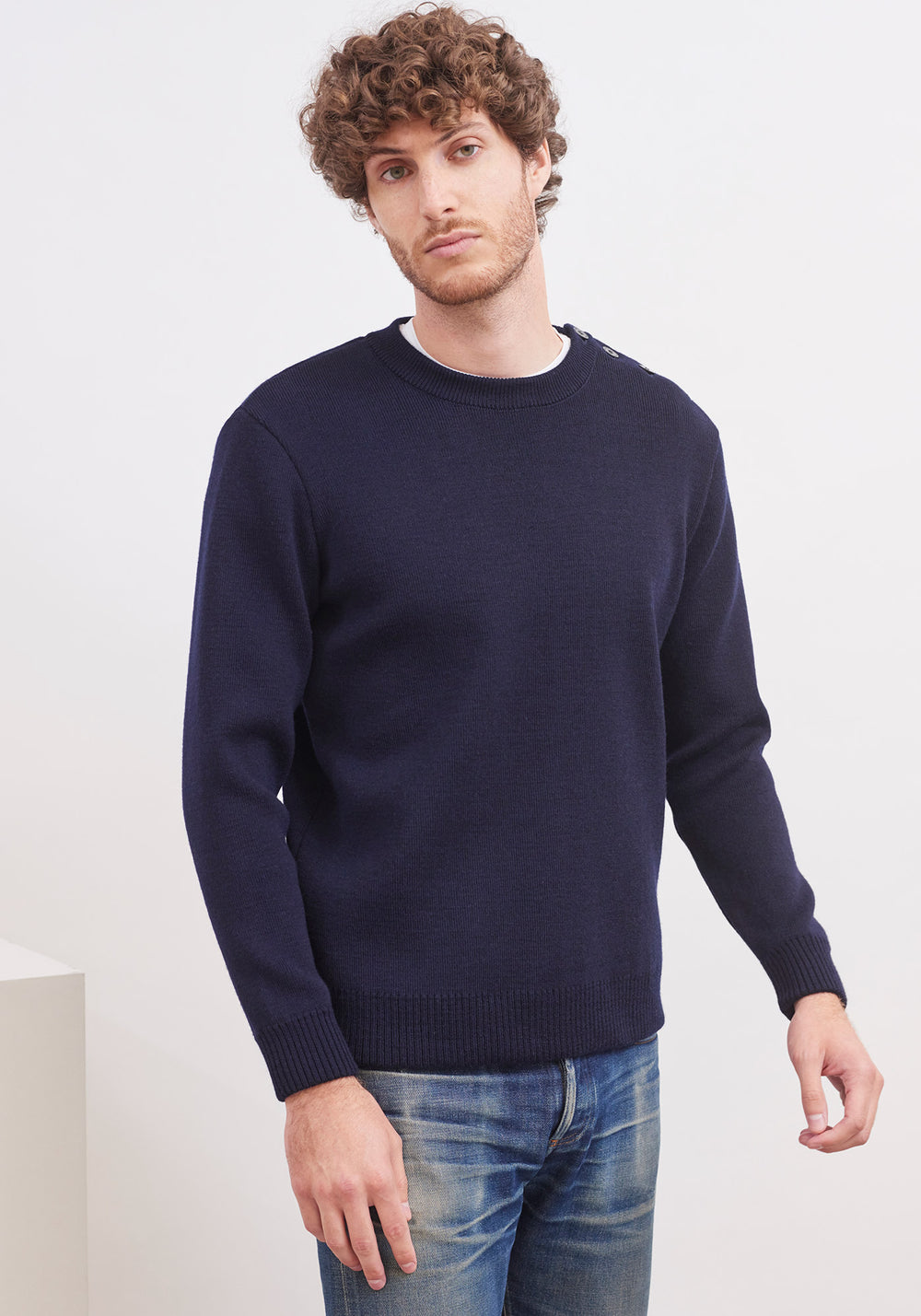 Pull marin uni Marinier - coupe confort (MARINE)