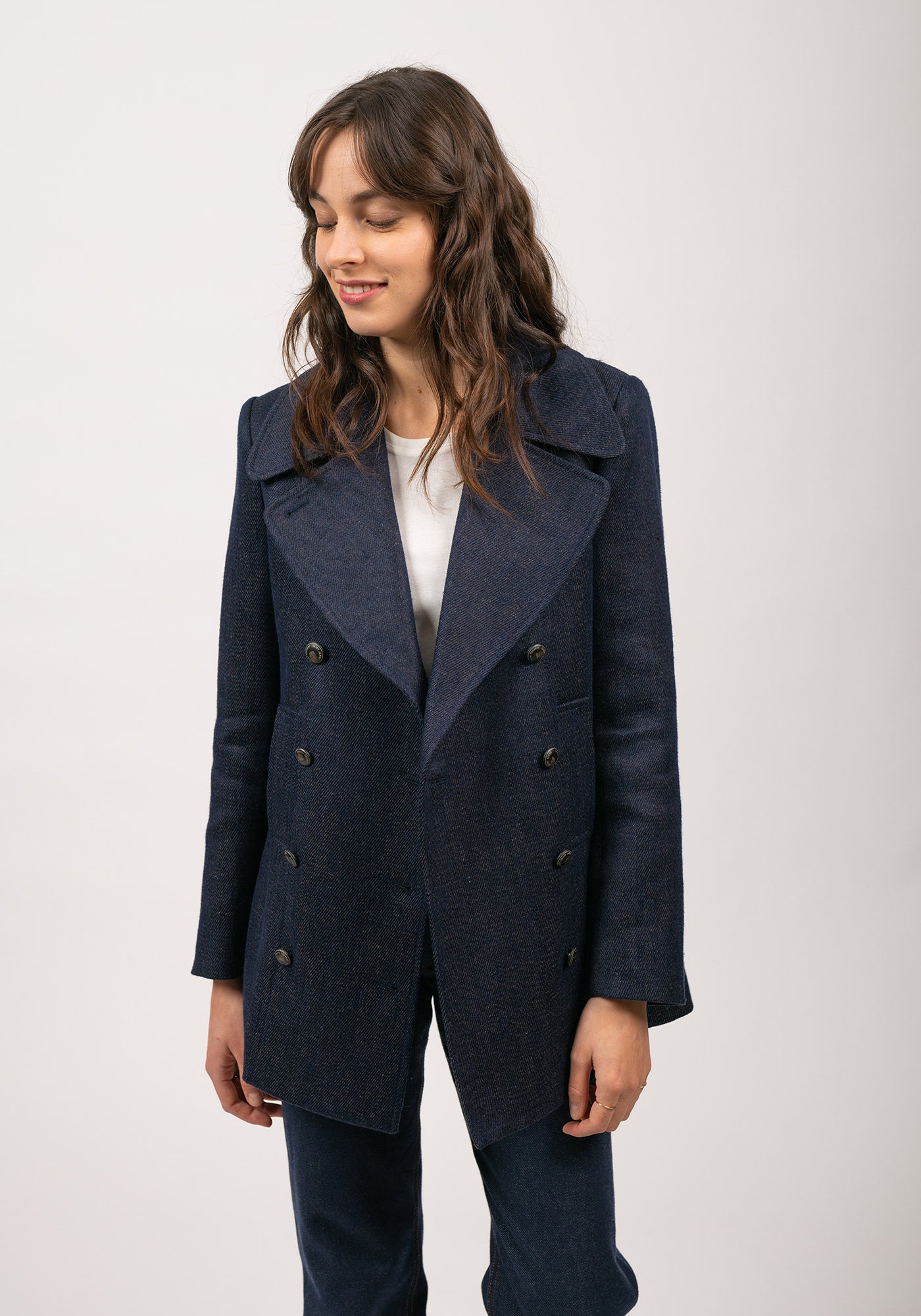 Caban Héritage femme en laine Mérinos - SAINT JAMES x Atelier Tuffery (INDIGO/CHANVRE)