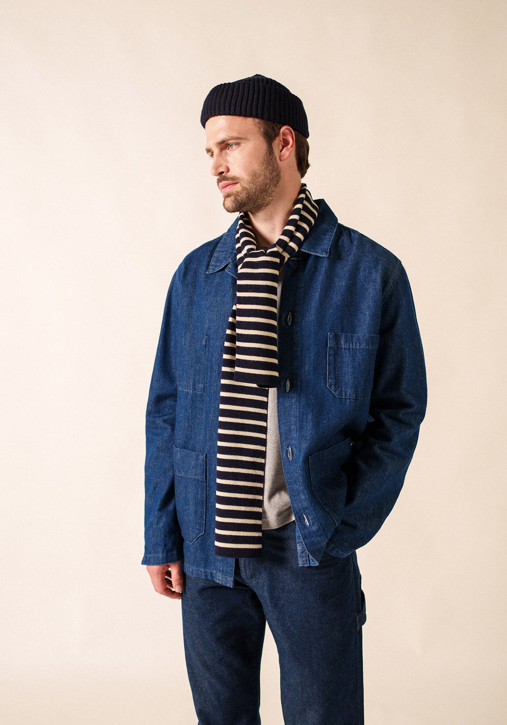 Echarpe rayée Scarf - en laine (MARINE/ECRU)