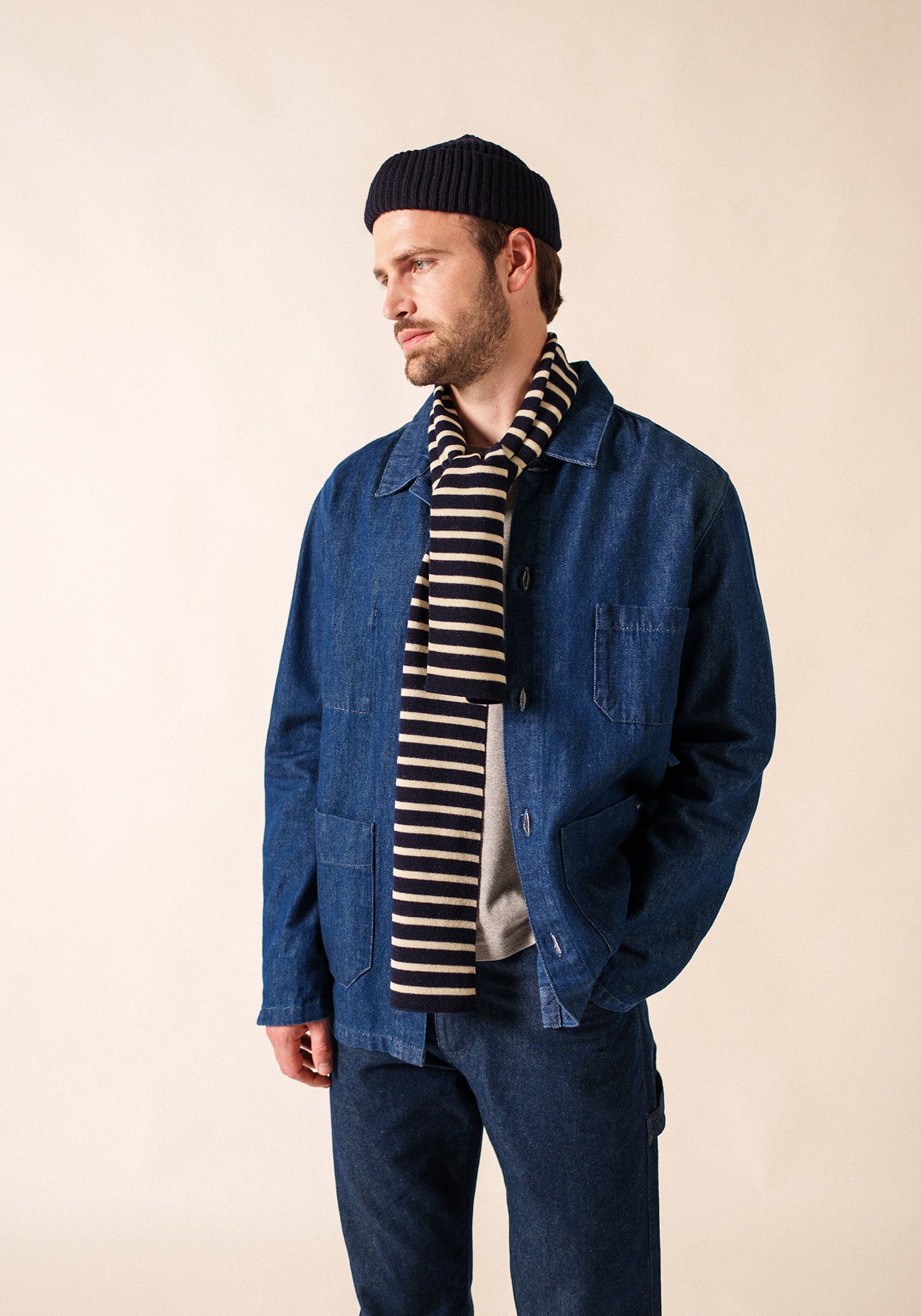 Echarpe rayée Scarf (MARINE/ECRU)