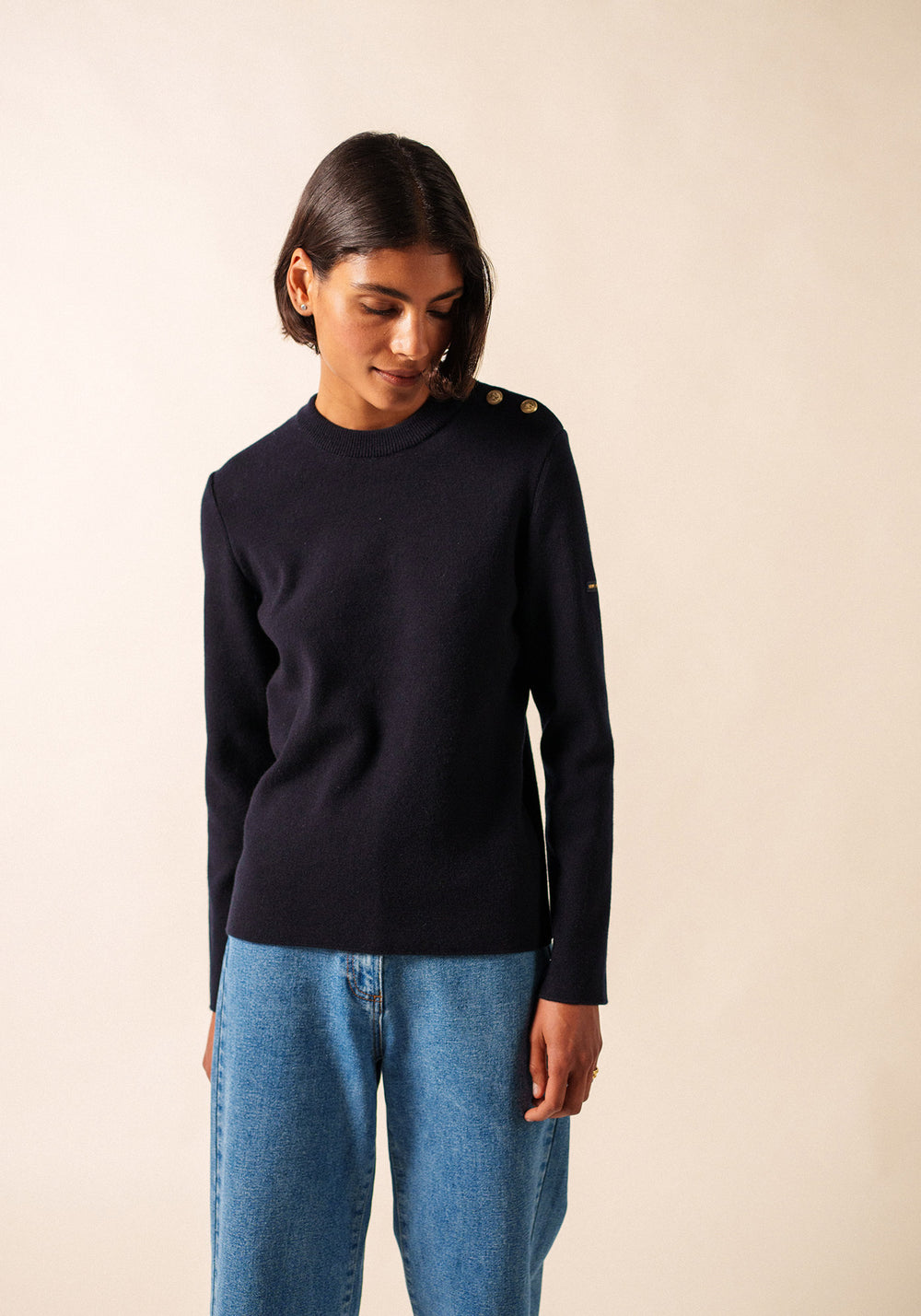 Pull marin uni Brégançon - en cachemire (NAVY)