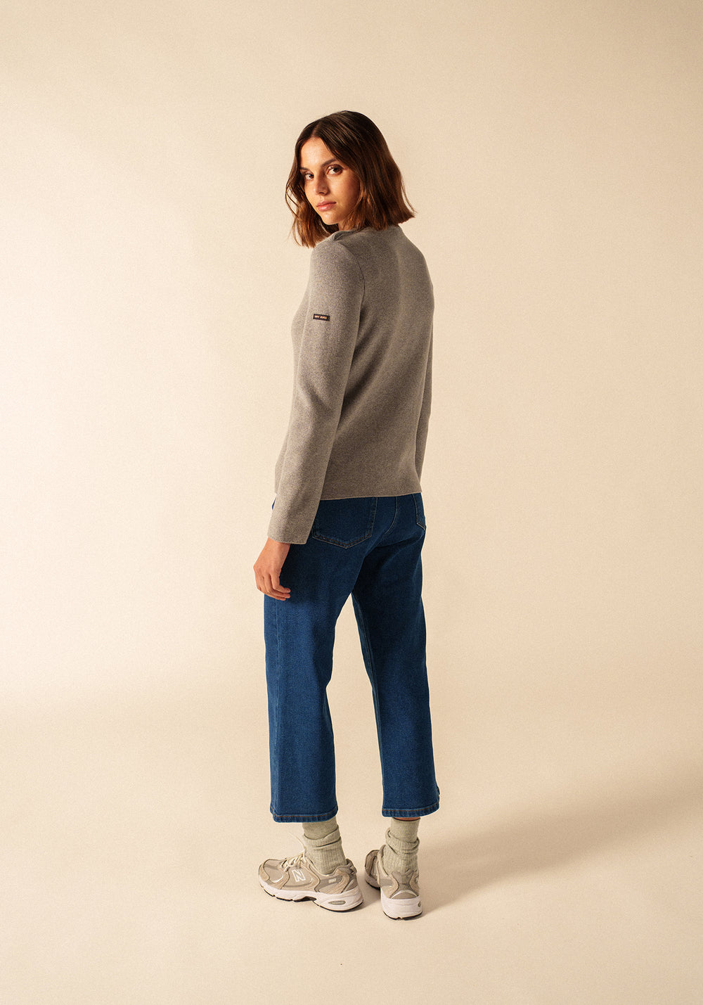 Pull marin uni Brégançon - en cachemire (GRIS CHINE)