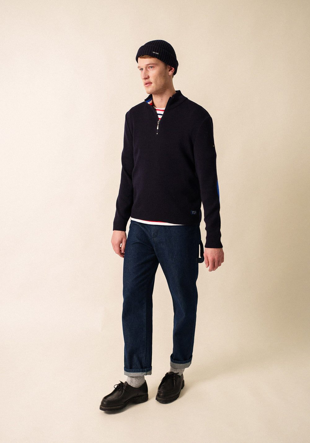 Pull à coudières x l'Elysée (NAVY/MULTICO)