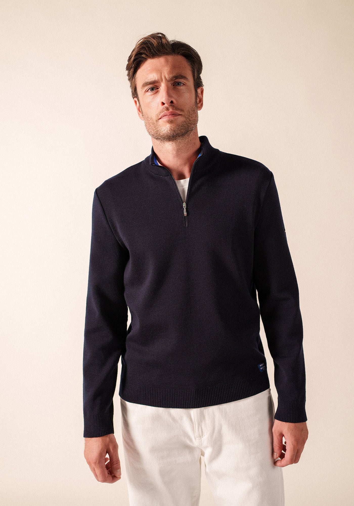 Pull à coudières x l'Elysée (NAVY/MULTICO)