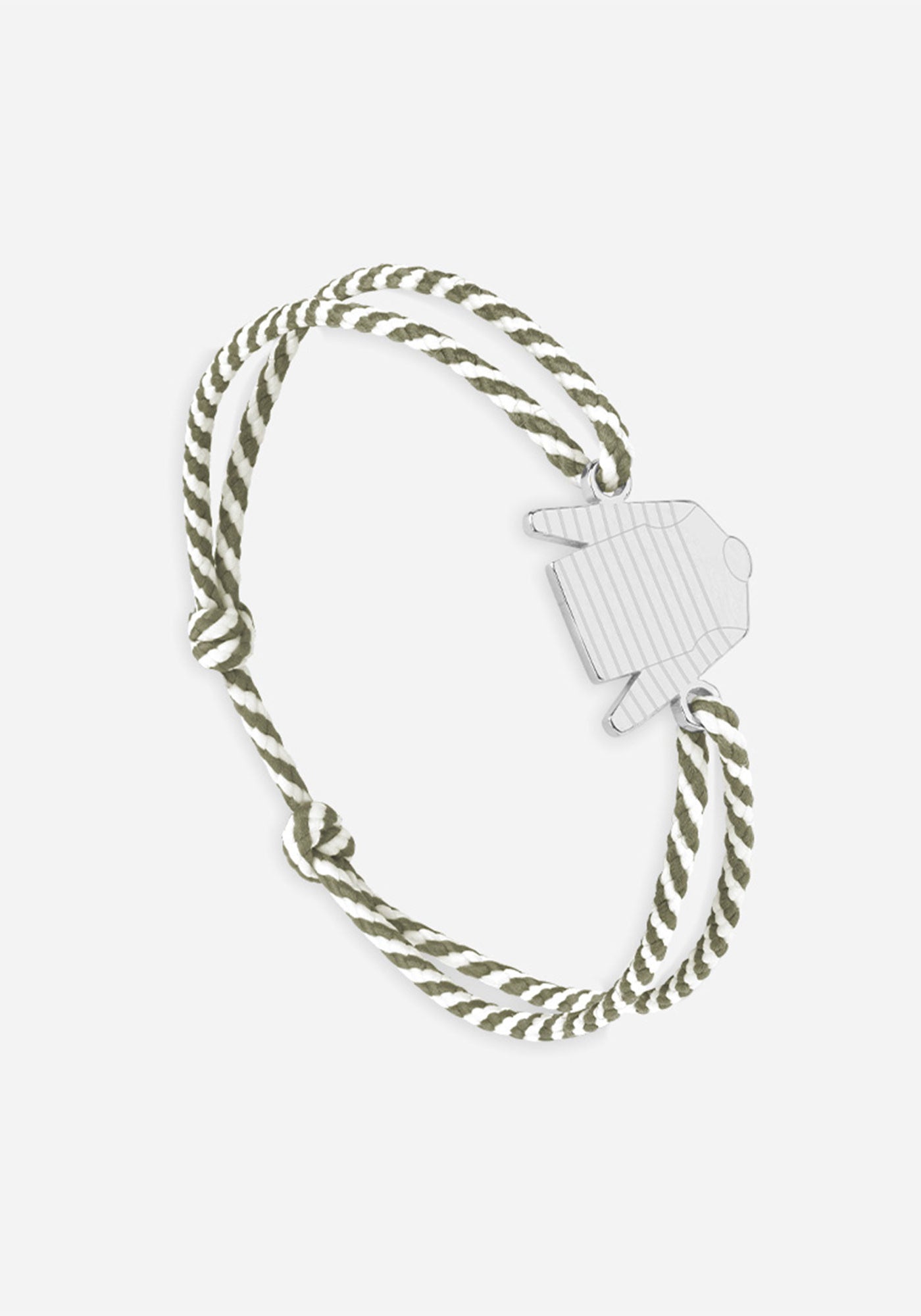 Bracelet Marinière x Le Vent à la Française (ARGENT/RAYE BLANC/KAKI)