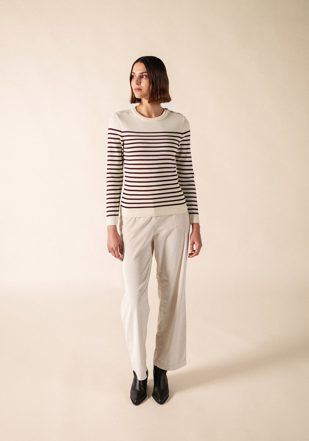 Pull marin Marée (BLANC/TWEED)