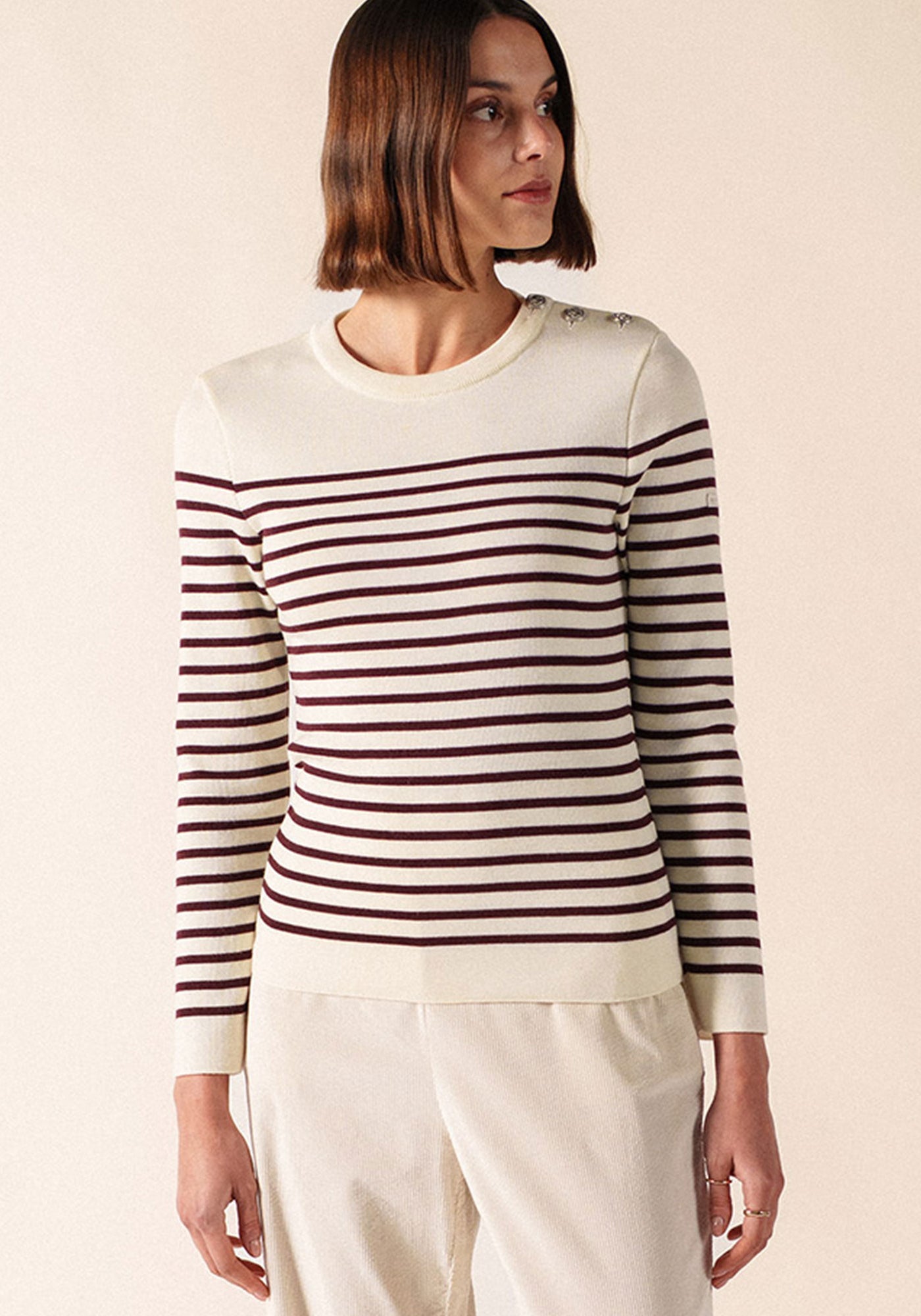 Pull marin Marée (BLANC/TWEED)